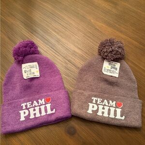 NWT Team Punxsutawney Phil Ground hog Day Purple and Brown Beanies ($15 Each)